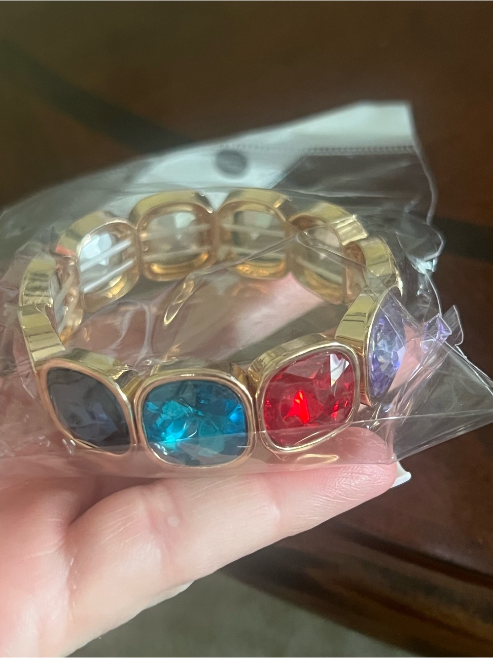 Gold-Tone Multi Gemstone Stretch Bracelet